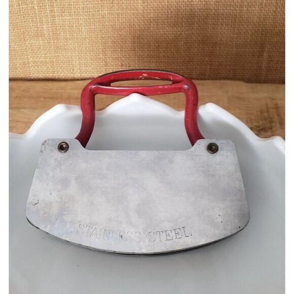 Vtg 30s 40s Rustic Double Blade Rocking Herb Chopper Pastry Blender Mezzaluna - Picture 10 of 10